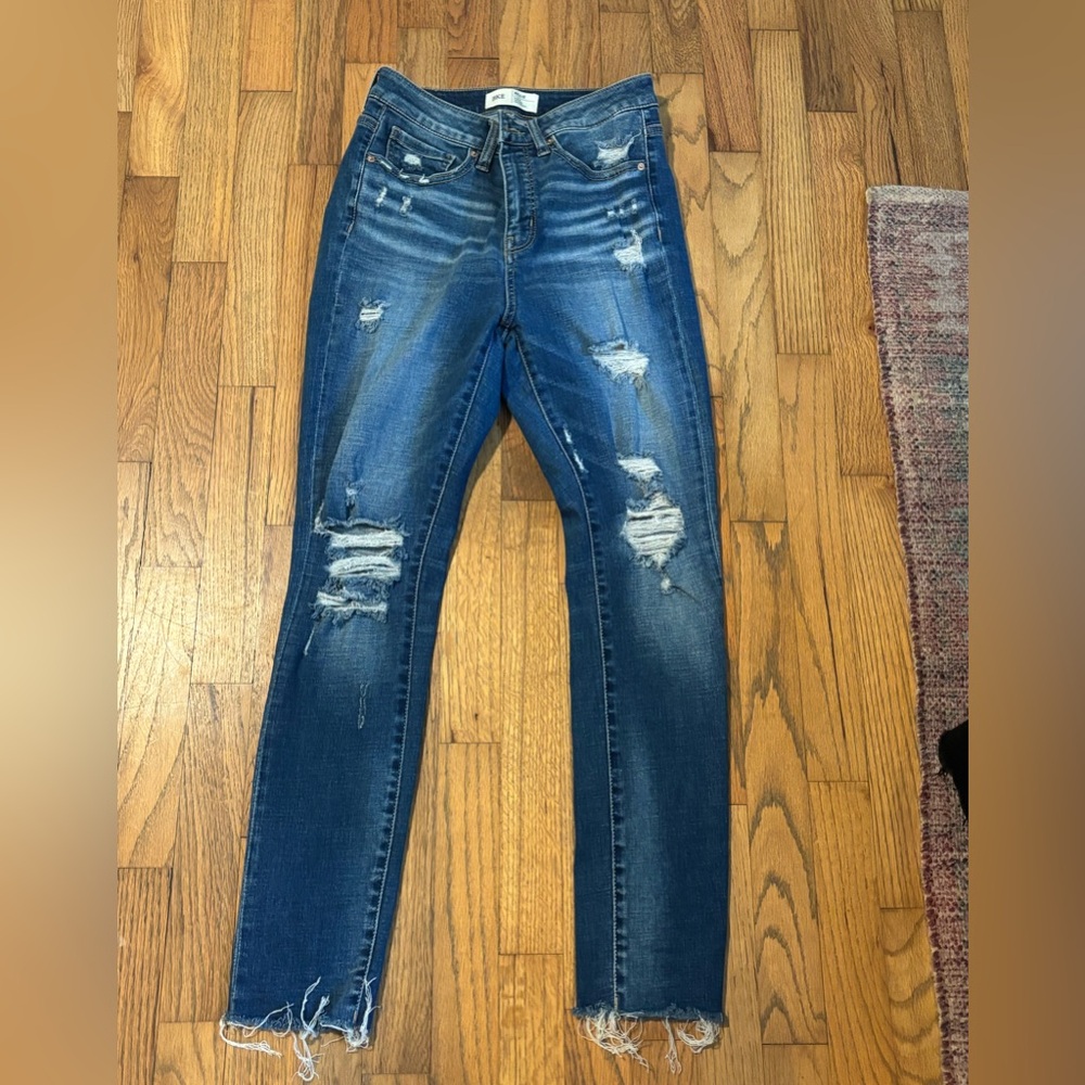 BKE Distressed Skinny Jeans - Dark Blue